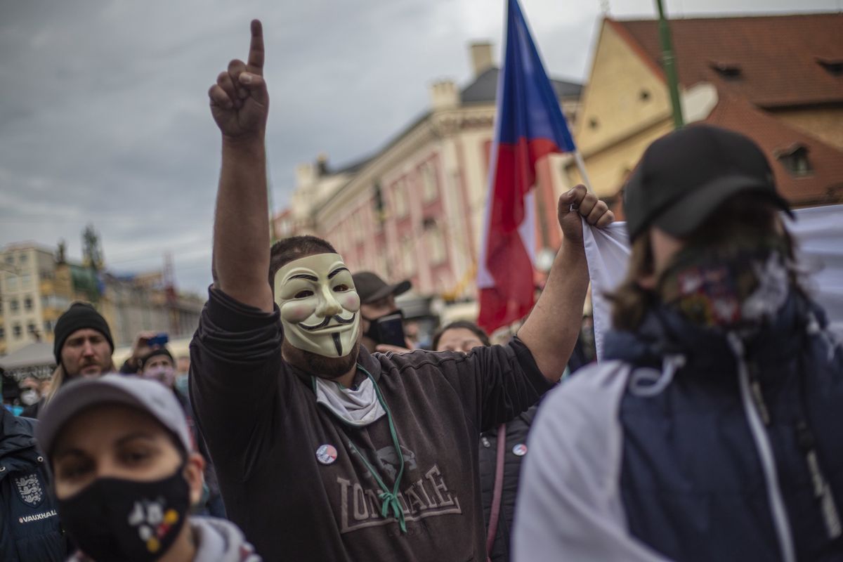 Koronawirus, Czechy. Protest przeciwko nowym restrykcjom
