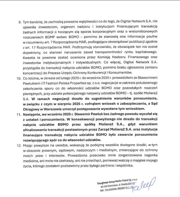 Screen z oświadczenia Łukasza Fabisiaka