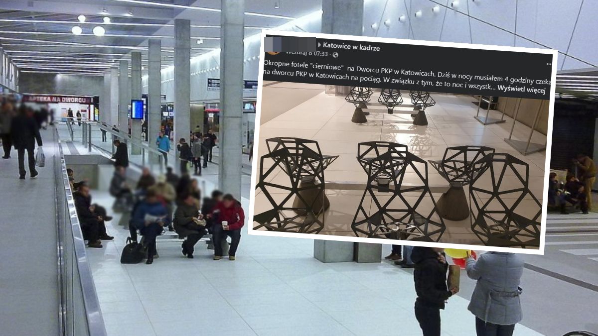 Burza w sieci po krytyce siedzisk na dworcu w Katowicach