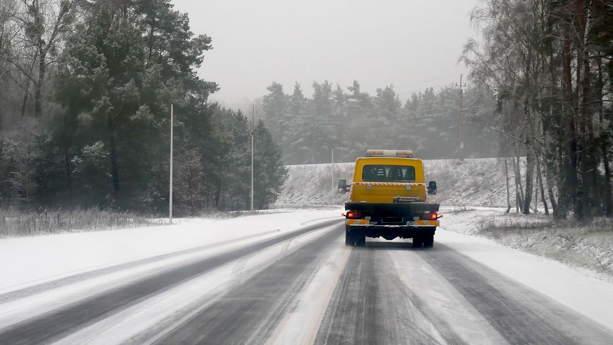 śnieg, oblodzenie, droga, zima