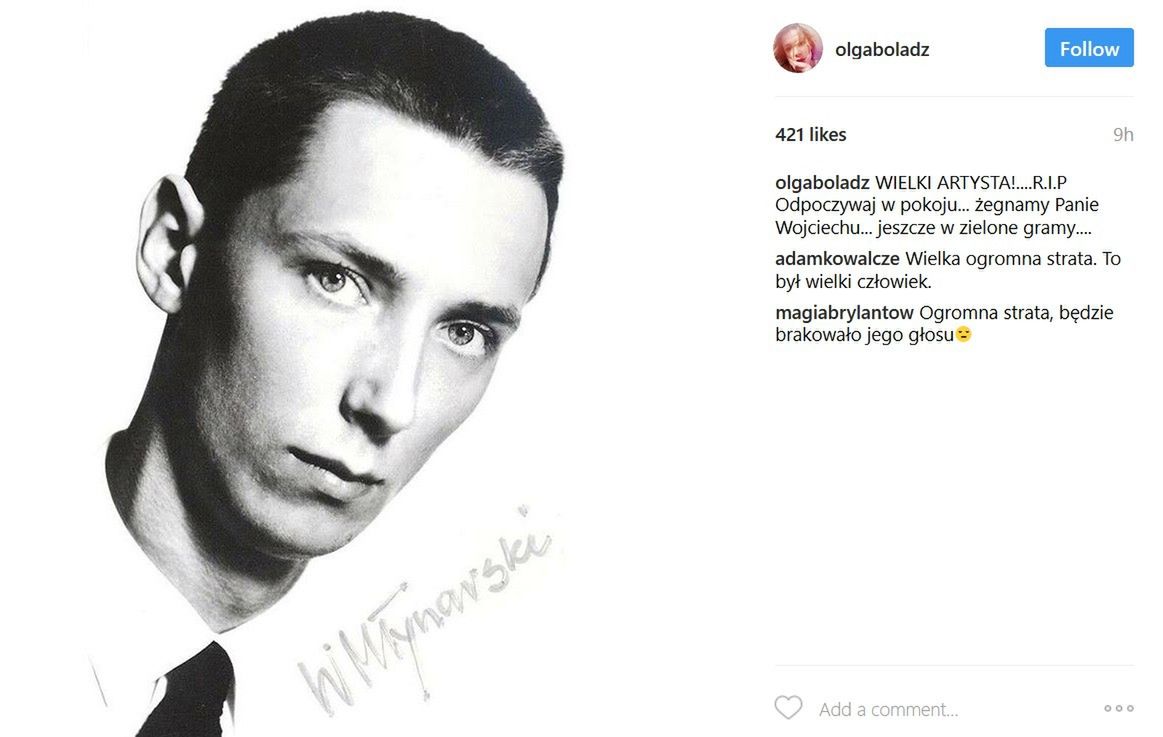 Olga Bołądź żegna Wojciecha Młynarskiego