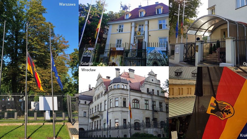 Flagi na niemieckich placówkach dyplomatycznych opuszczono do połowy masztu
