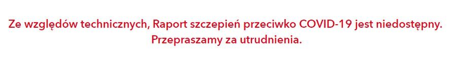 Awaria serwisu "Raport szczepień przeciwko COVID-19" trwała od niedzieli do poniedziałku