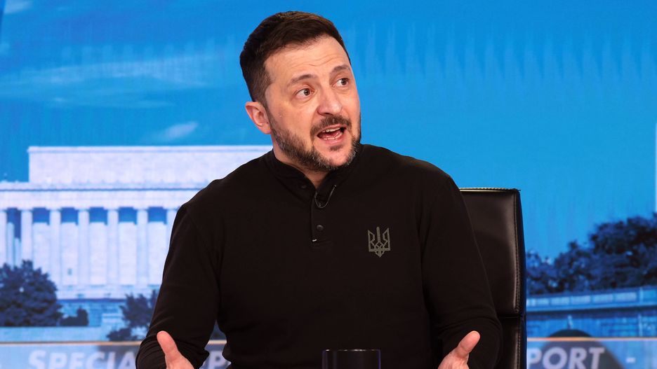 WASHINGTON, DC - FEBRUARY 28: Ukrainian President Volodymyr Zelensky speaks during an interview with Fox News Chief Political Anchor Bret Baier on Special Report With Bret Baier at the Fox News studios on February 28, 2025 in Washington, DC. Zelensky addressed his heated Oval Office meeting with President Donald Trump and Vice President JD Vance earlier today that cut short his planned White House visit and put a preliminary minerals agreement and U.S. security support for Ukraine into question. (Photo by Win McNamee/Getty Images)