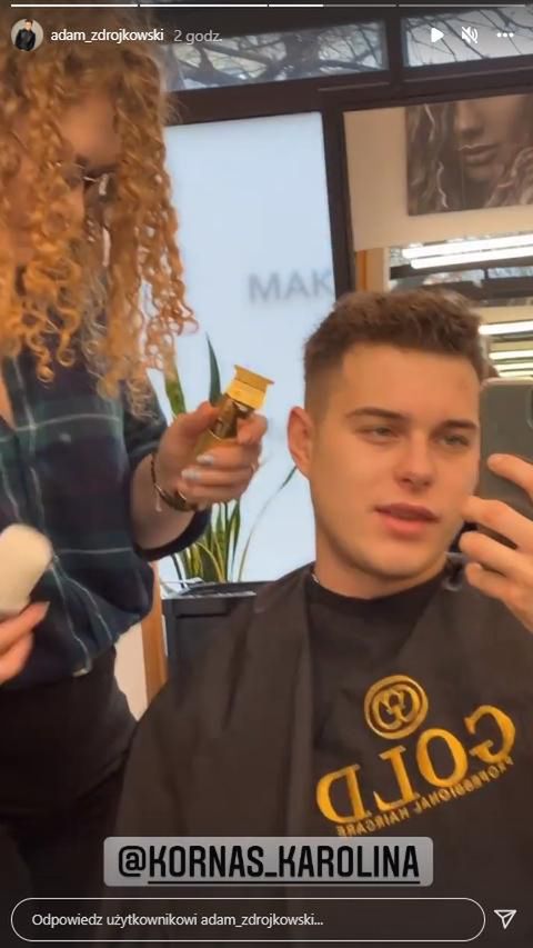 Adam Zdrójkowski i jego nowa fryzura