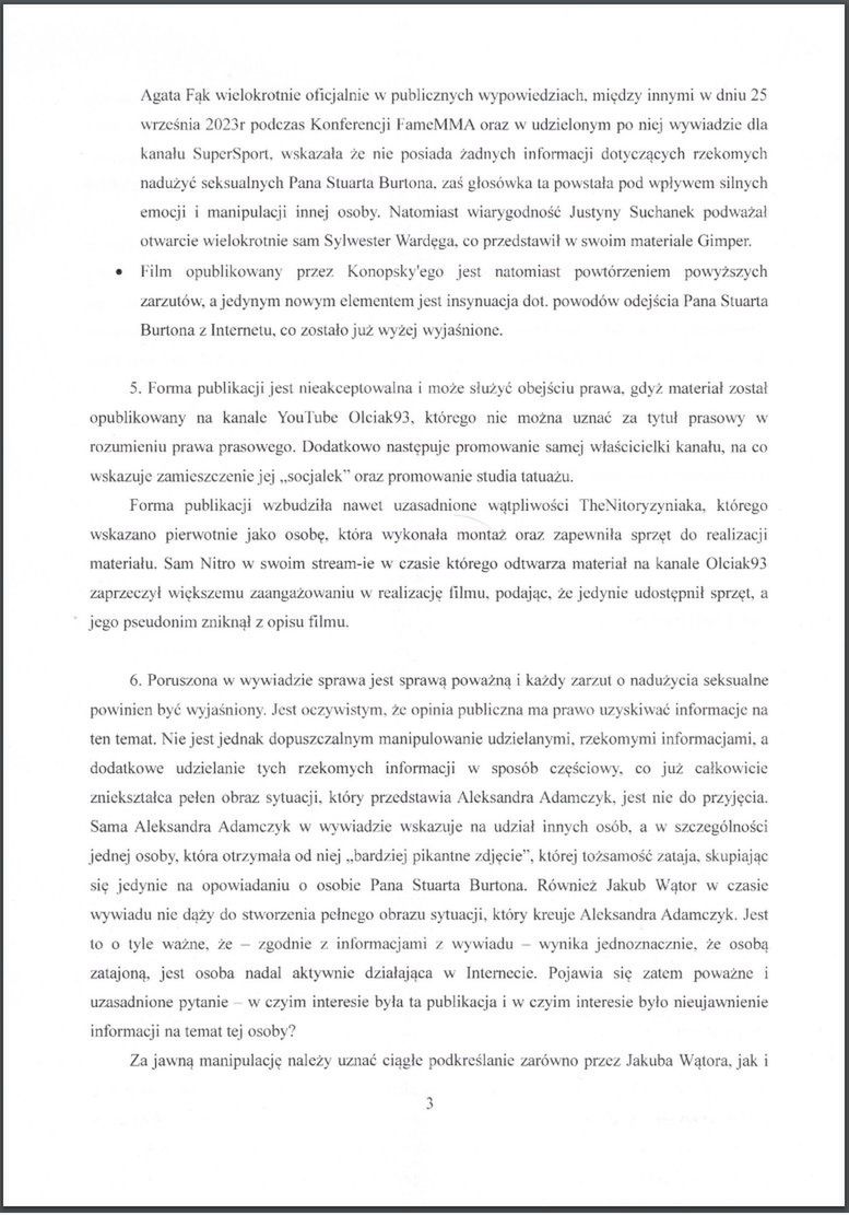 Stuu wydał oświadczenie