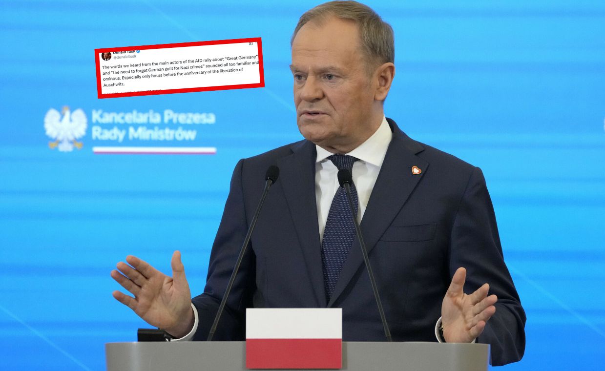 Tusk krytykuje słowa na wiecu AfD przed rocznicą wyzwolenia Auschwitz