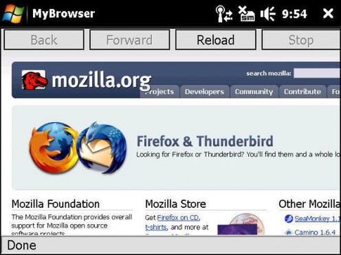 Mobilny Firefox uruchomiony na Windows Mobile