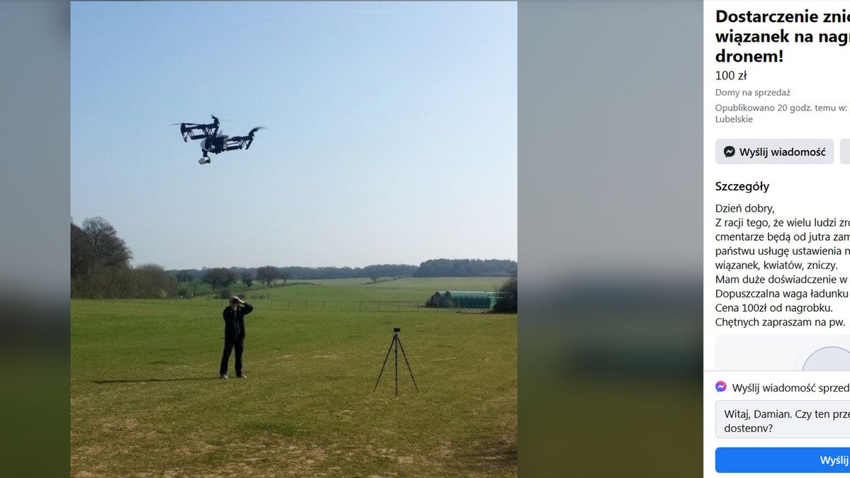 Zamknięte cmentarze. Polak chce dostarczać znicze i kwiaty dronem 1