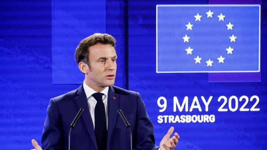 French President Emmanuel Macron delivers a speech during the closing event of the Conference on the Future of Europe at the European Parliament in Strasbourg, France, 09 May 2022. EPA/RONALD WITTEK Dostawca: PAP/EPA.