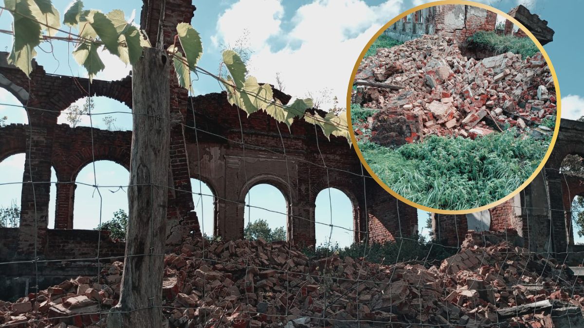 Zawaliła się ściana oranżerii będącej częścią ruin pałacu w Sła