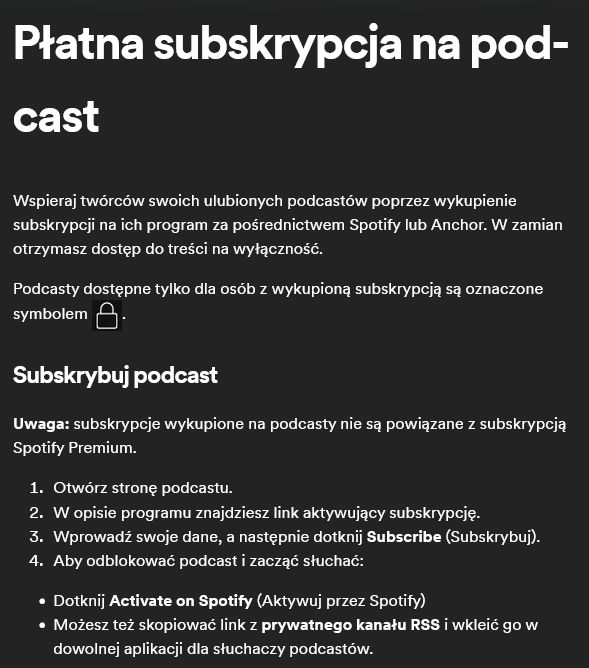 Płatne podcasty Spotify