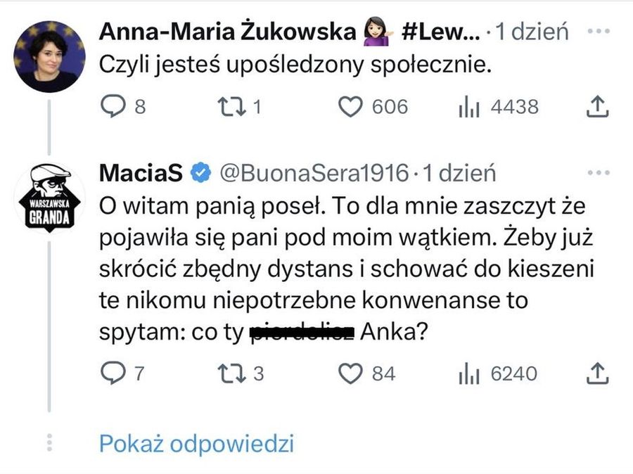 Posłanka Lewicy w dyskusji z "samcem alfa"