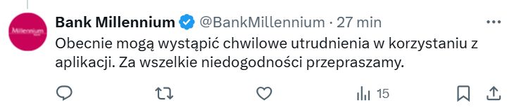 Bank Millennium potwierdził problemy w serwisie X