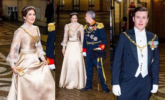 Królowa Maria i król Fryderyk z 20-letnim synem Christianem emanują elegancją na bankiecie (ZDJĘCIA)