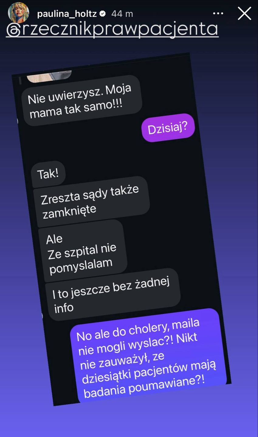 Wpis Pauliny Holtz na Instagramie