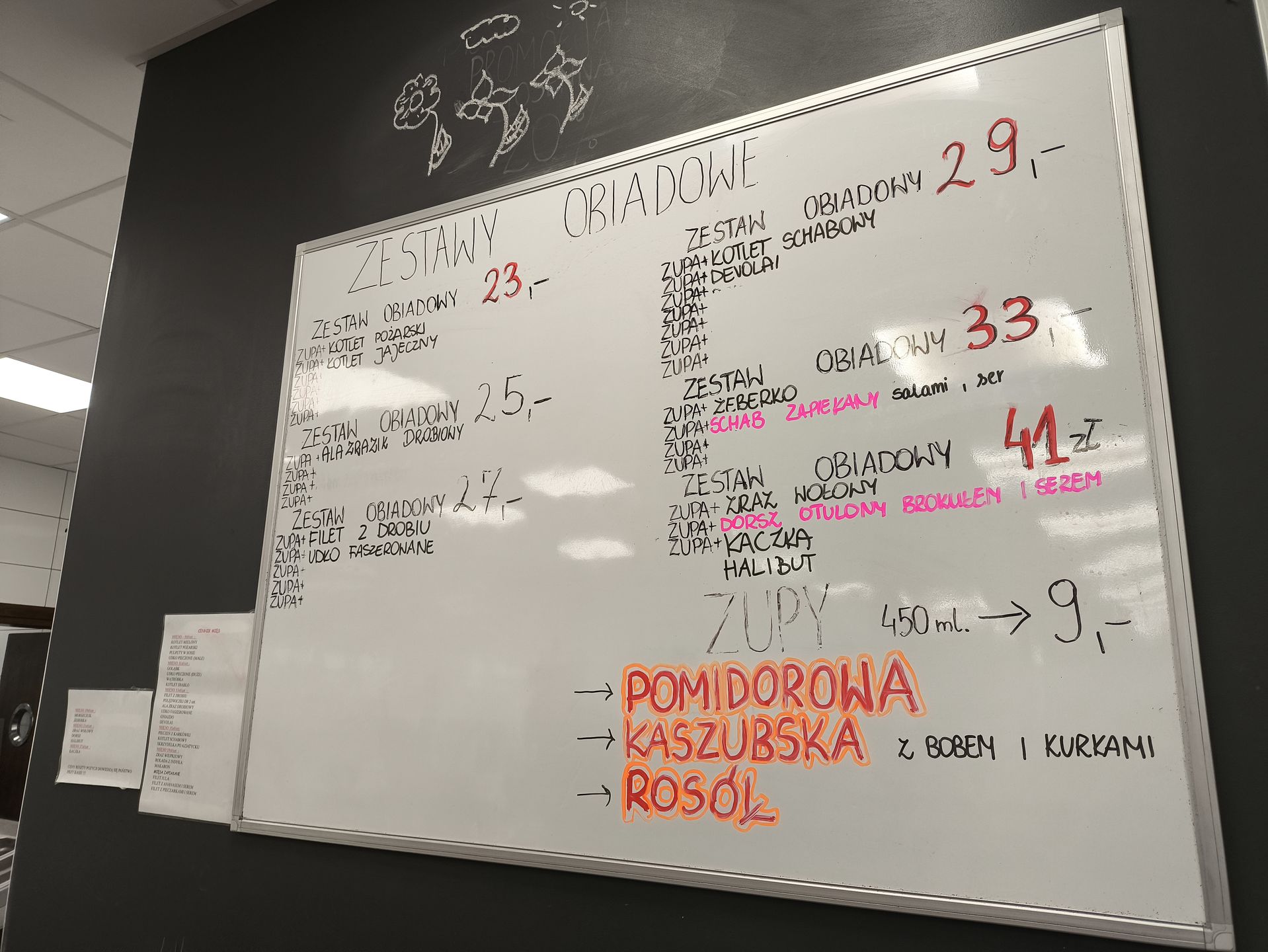 Menu obiadowe z zestawami
