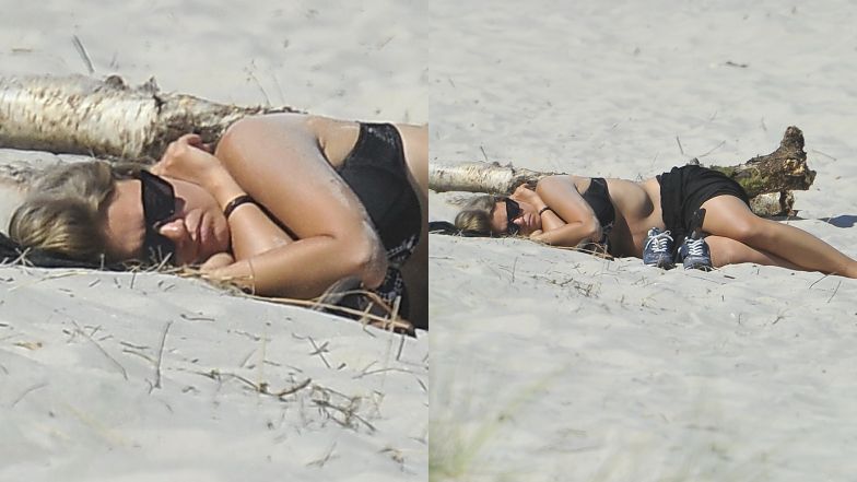 Marta Manowska śpi na plaży
