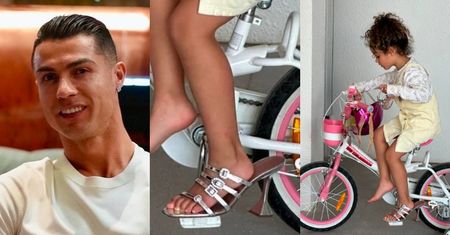 Cristiano Ronaldo pokazał zdjęcie córki. Też jeździcie w takich butach na rowerze?