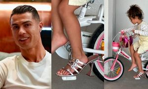 Cristiano Ronaldo pokazał zdjęcie córki. Też jeździcie w takich butach na rowerze?