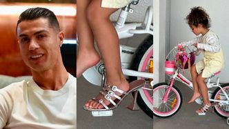 Cristiano Ronaldo pokazał zdjęcie córki. Też jeździcie w takich butach na rowerze?