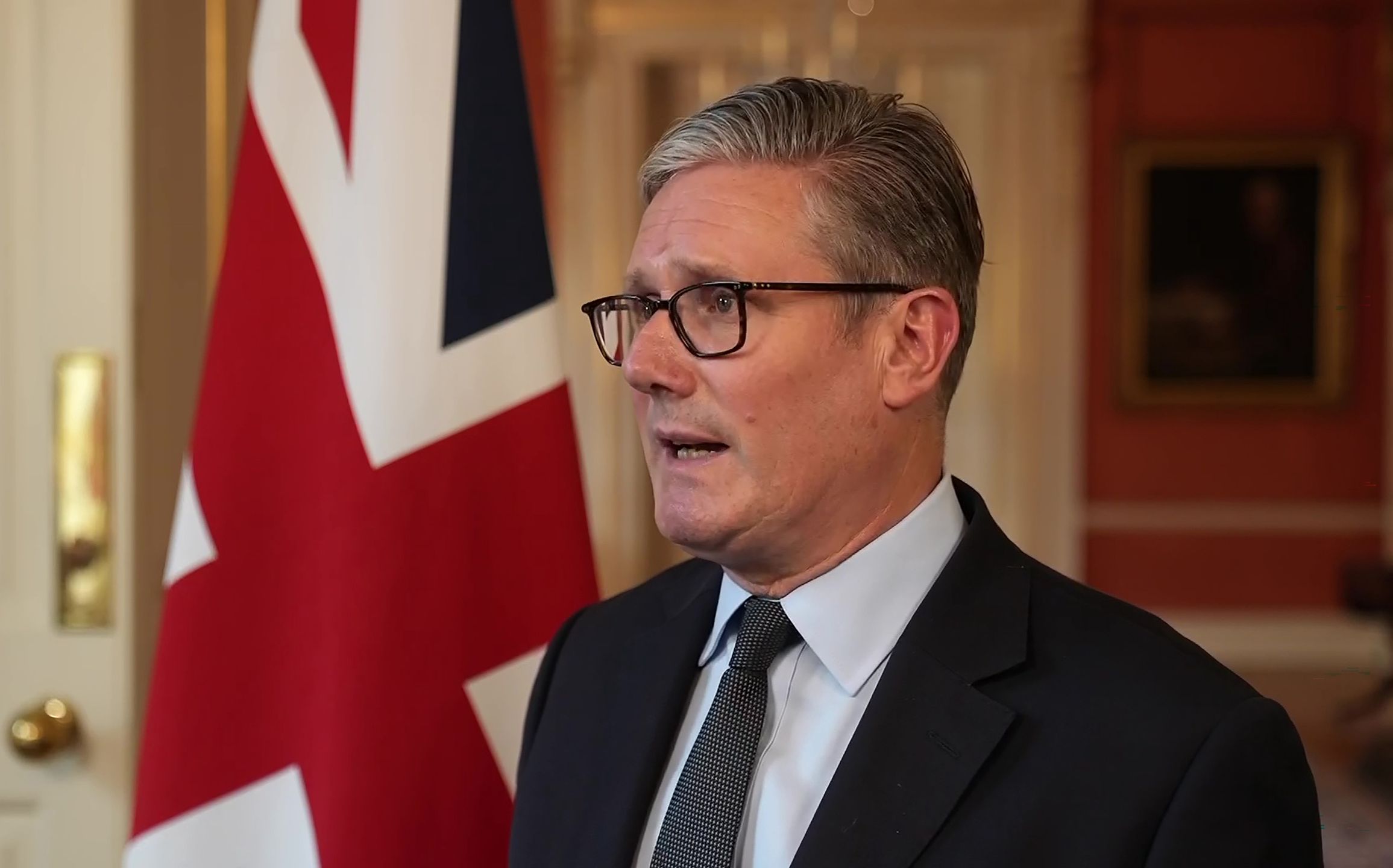 Screen grab taken from PA Video of Prime Minister Sir Keir Starmer makes a statement in Downing Street, central London, after an Air India flight, which was carrying more than 240 people from the city of Ahmedabad  including 53 British nationals, collided with a medical college on Thursday. One British passenger has survived a crash involving a Gatwick Airport-bound plane which crashed in a fireball shortly after take-off in India, it has been reported. Picture date: Thursday June 12, 2025. (Photo by PA/PA Images via Getty Images)