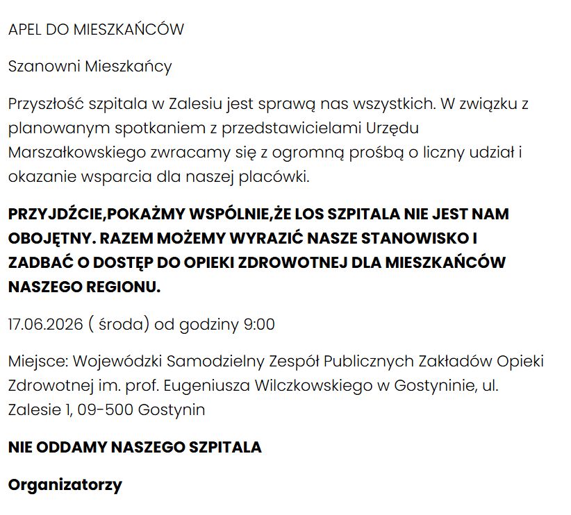 Apel do mieszkańców 
