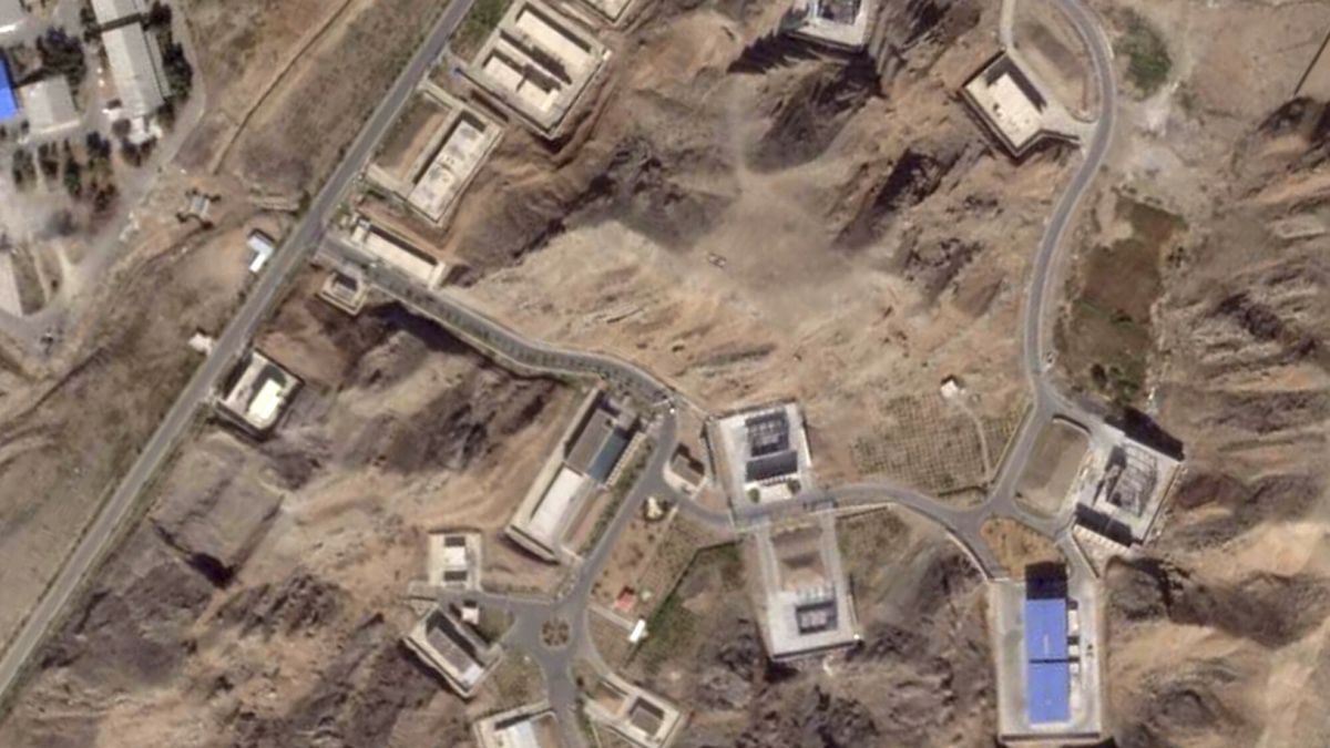Temporary
This satellite photo from Planet Labs PBC shows reconstruction efforts at Iran's Parchin solid propellant plant outside of Tehran, Iran, Aug. 28, 2025. (Planet Labs PBC via AP)
Planet Labs PBC