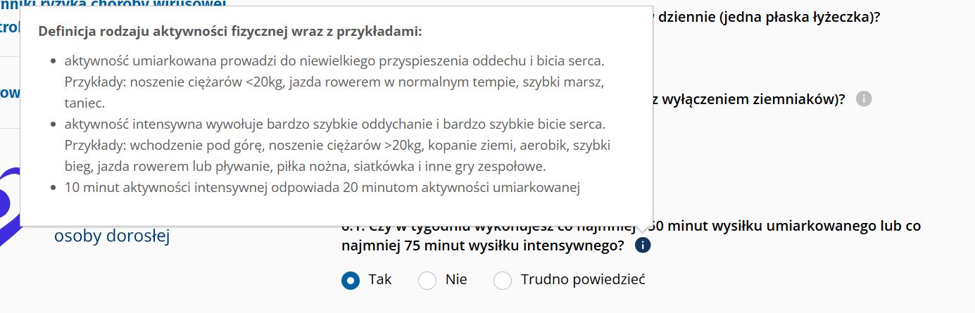 Formularz &quot;Moje zdrowie&quot; w IKP