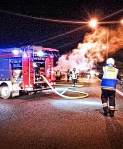 Wjechał w ciężarówkę. Jego auto doszczętnie spłonęło [ZDJĘCIA]