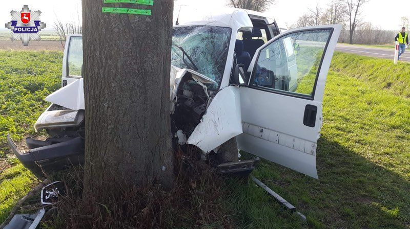 Bus z pracownikami z Ukrainy uderzył w drzewo. Sześcioro rannych