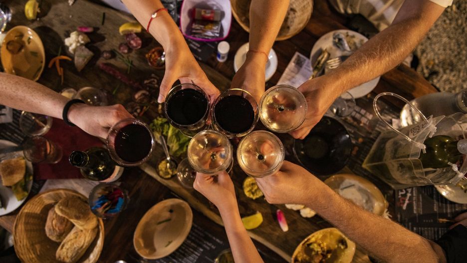 Travel Collection 06/2023
Friends toasting with wine glasses at Argens la Guingette restaurant, Argens-Minervois, Aude, France, Europe
Chichester, Page
