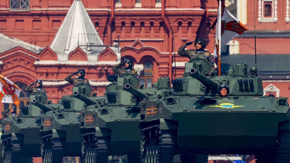 Rehearsal of Victory Day military parade in Moscow
MOSCOW, RUSSIA - MAY 07: Russian military vehicles are on their way to Red Square by passing through Tverskaya street during the rehearsal of Victory Day military parade marking the 77th anniversary of the victory over Nazi Germany in World War II, at Red Square in Moscow, Russia on May 07, 2022. (Photo by Sefa Karacan/Anadolu Agency via Getty Images)
Anadolu Agency
miitary parade, moscow, victory day military parade