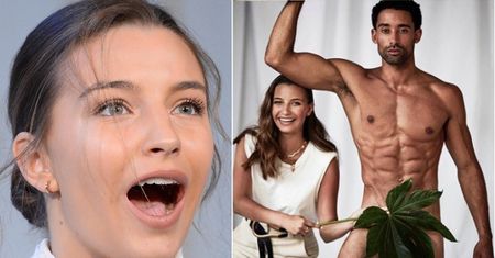 Podekscytowana Julia Wieniawa ZASŁANIA NAGIE KROCZE muskularnego modela. "Wpędził nas wszystkich w kompleksy"