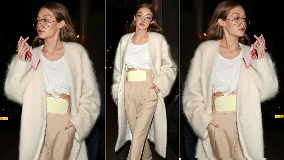 LOOK OF THE DAY: Gigi Hadid w beżowej stylizacji