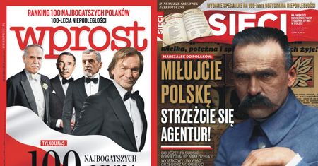 Okładki tygodników. "Wywiad" z Piłsudskim i 100 najbogatszych Polaków 100-lecia