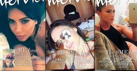 Osiem genialnych okładek "Interview" z selfie topowych gwiazd - Kim Kardashian, Victoria Beckham, Madonna, Jennifer Lopez...