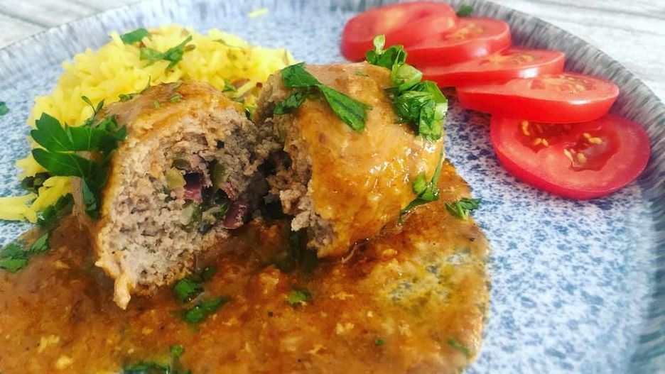 Roladka z mięsa mielonego z ryżem curry