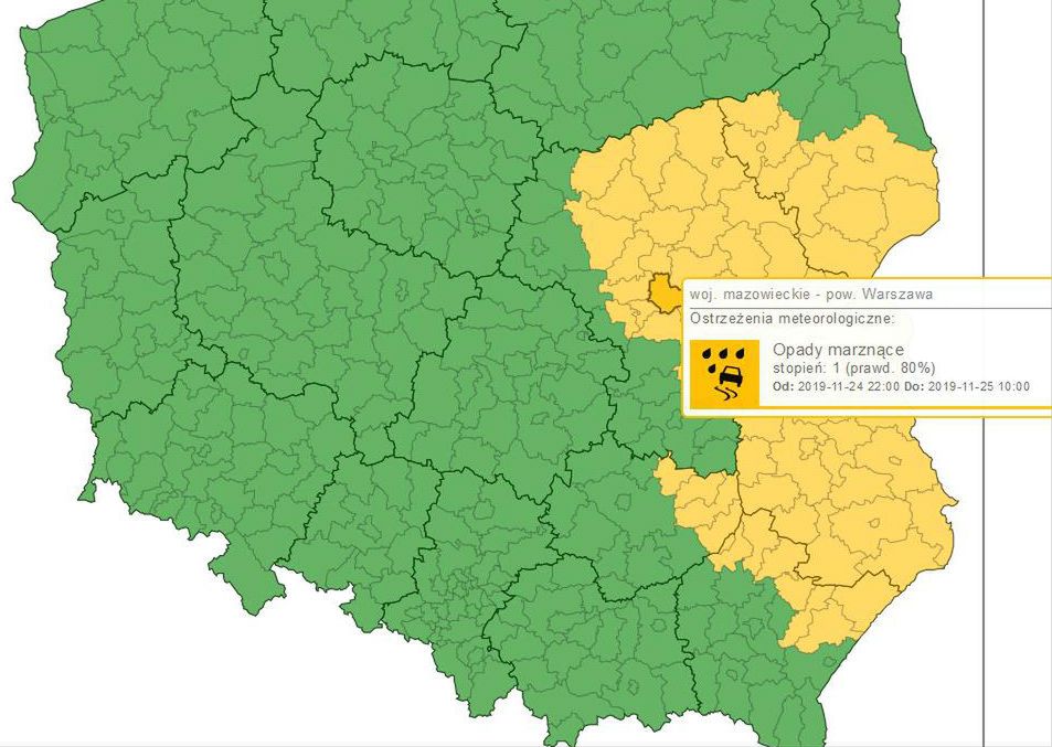 Gołoledź. IMGW wydało ostrzeżenia dla wschodniej Polski.