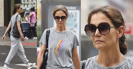 NATURALNA Katie Holmes w dresie przemierza samotnie ulice Nowego Jorku. Poznalibyście ją? (ZDJĘCIA)