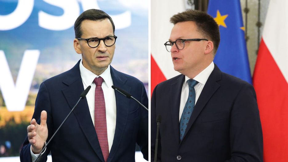 Premier Mateusz Morawiecki, marszałek Sejmu Szymon Hołownia