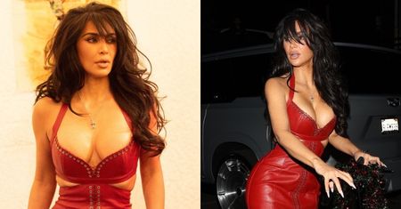 Wydekoltowana Kim Kardashian zmierza na świąteczne przyjęcie ze złamaną stopą