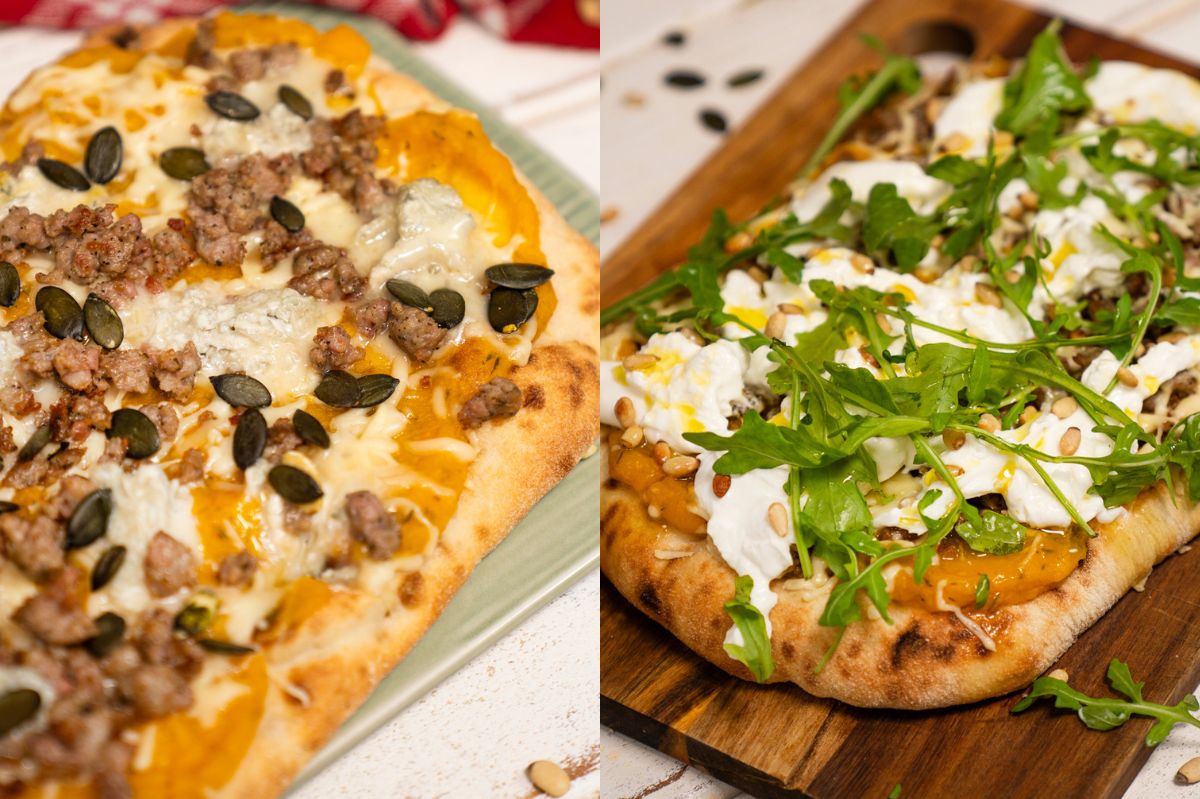 Dyniowa pinsa w dwóch wersjach. Każdy znajdzie coś dla siebie