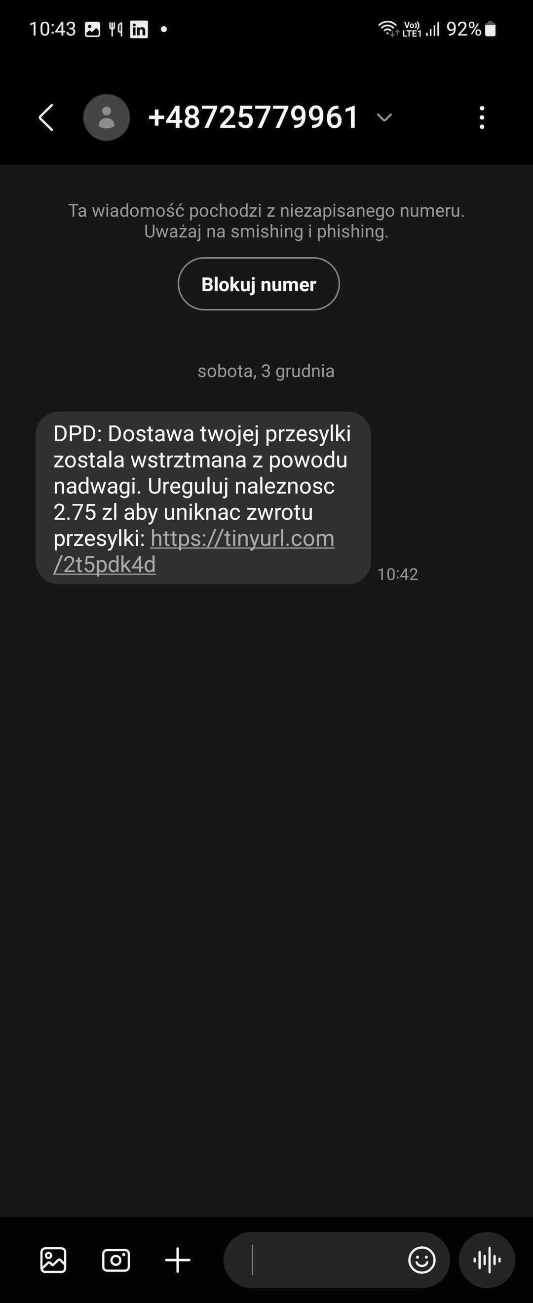 Oszustwo "na DPD"