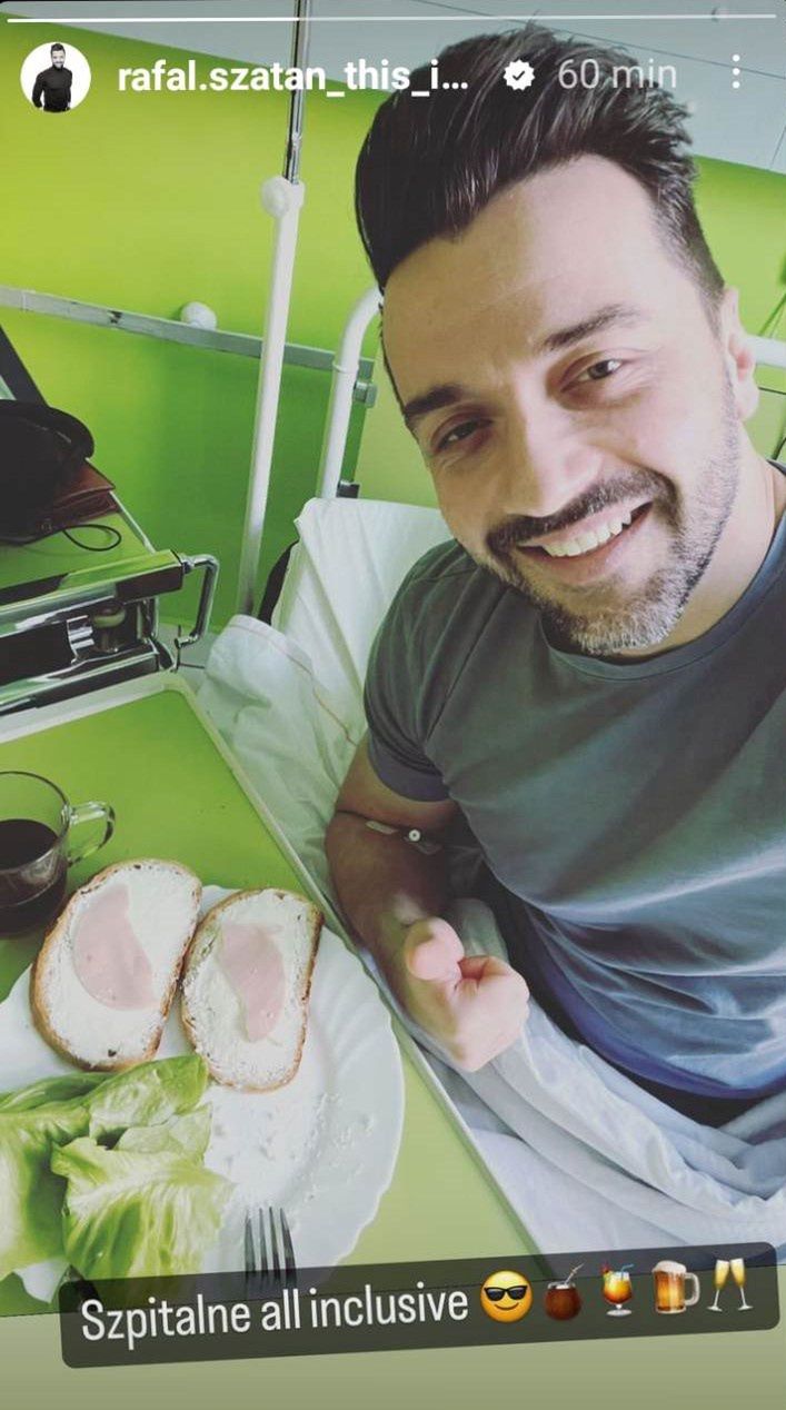 Rafał Szatan pokazał śniadanie w relacji ze szpitala