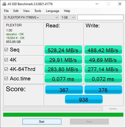 Plextor M8VG Plus 1 TB - AS SSD Benchmark