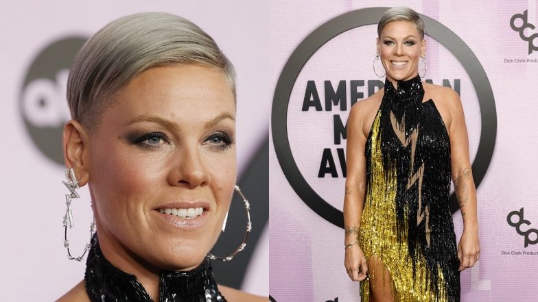 American Music Awards: CEKINOWA Pink pozuje z mężem i dziećmi na ściance (ZDJĘCIA)