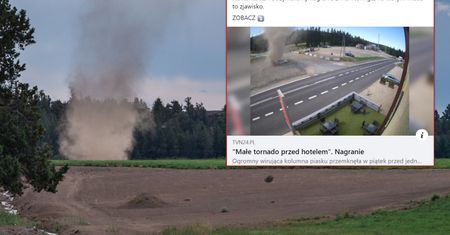 Diabełek pyłowy przed hotelem. "Małe tornado" nagrano w Polsce