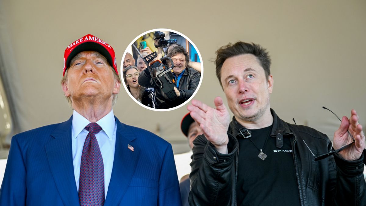 Donald Trump, Elon Musk a w kółku Javier Milei