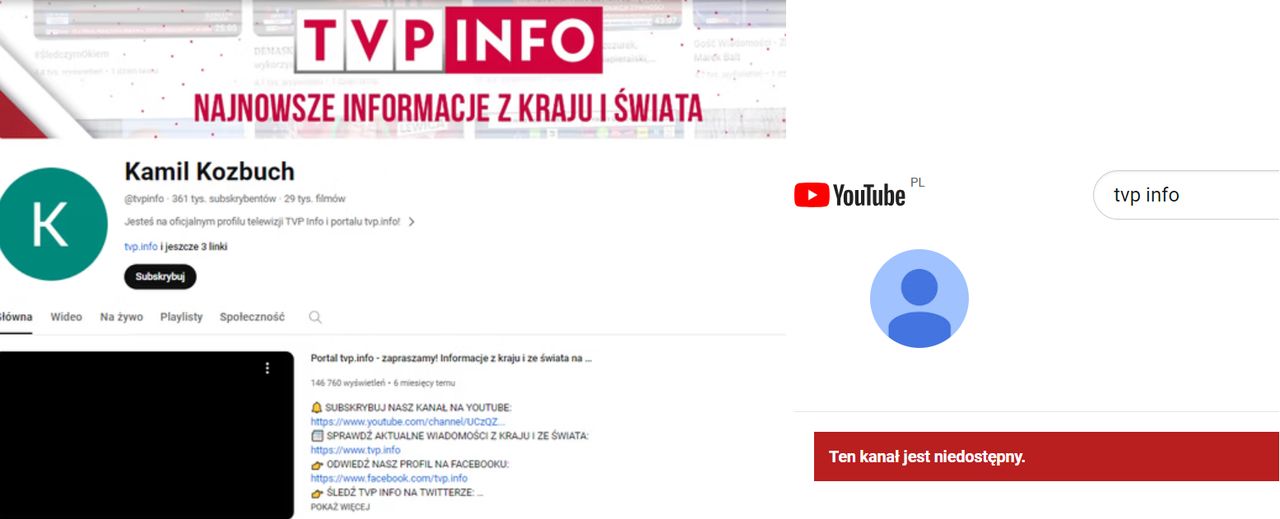 Kanał TVP Info na YouTube najpierw zmienił nazwę, a potem przestał istnieć